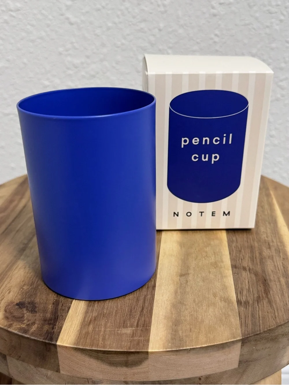 NWT NOTEM Studio Lola Blue Steel Pencil Cup Desk Organizer Anthropologie